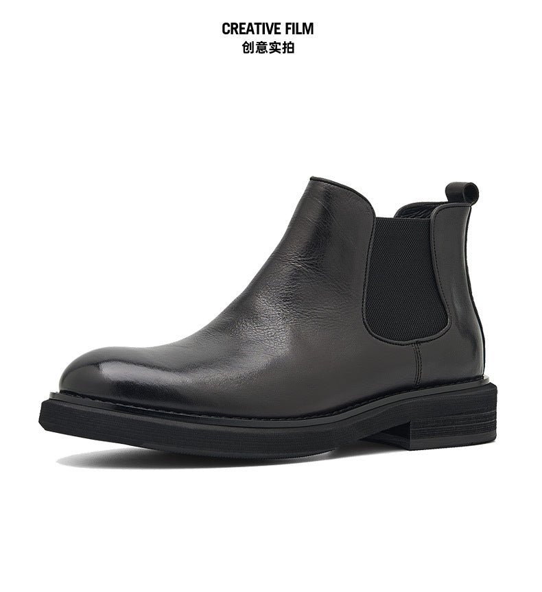 Men's Chelsea Boots | 2025 Autumn Winter British Retro Ankle Boots | Chunky Sole Leather Pull-On Boots | B3923