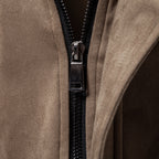 Men's Suede-Look Fleece Jacket | 2026 Winter Business Casual Zip-Up Coat | Khaki Stand Collar Outerwear | JK5022