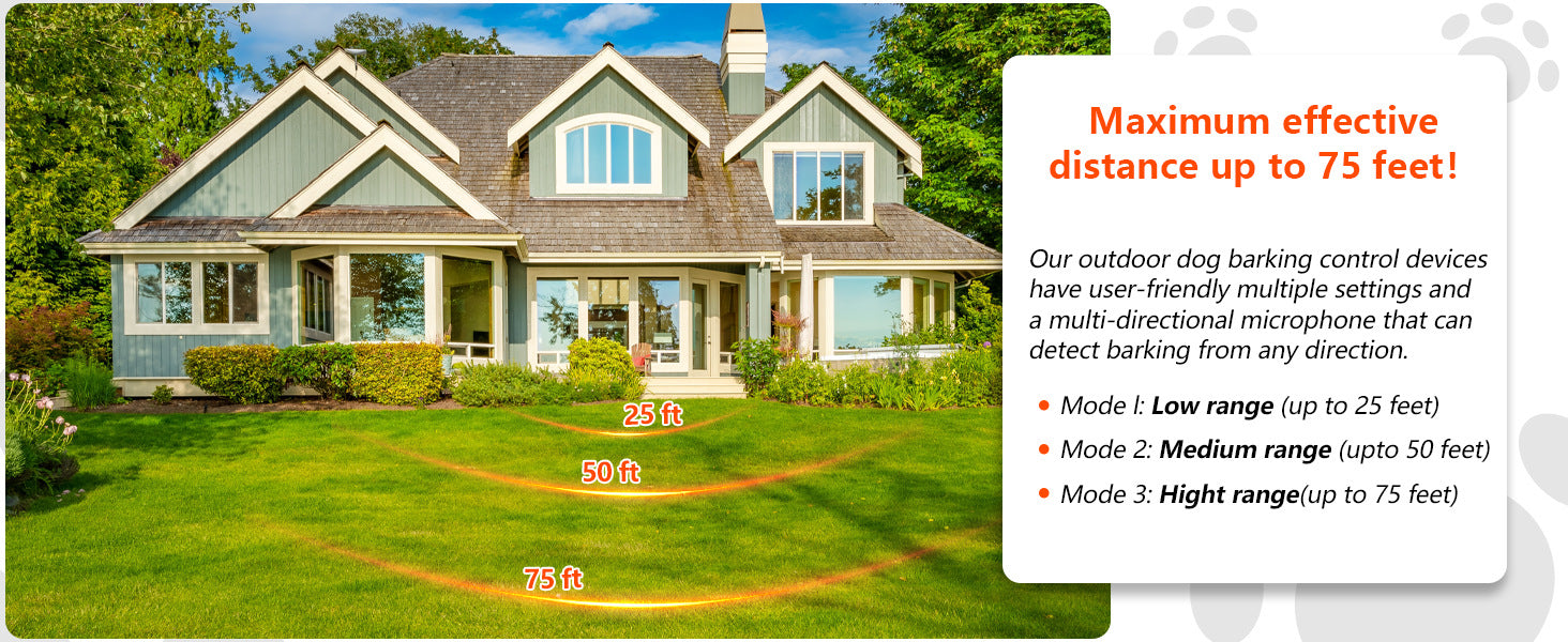 MODUS Automatic Ultrasonic Bark Deterrent New Safe Anti-Barking Device for Indoor & Outdoor Long-Range Humane Dog Trainer