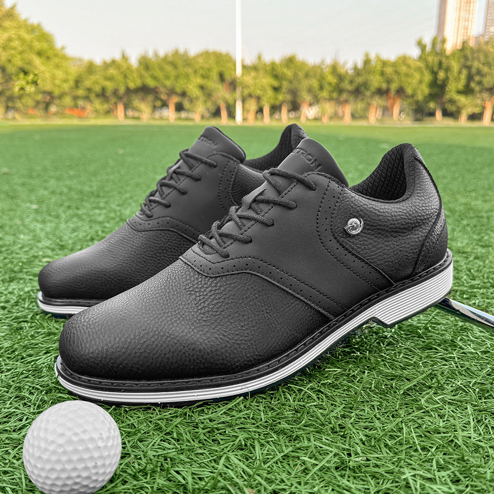 Thestron K05 Men's Brogue Style Golf Shoes | Water-Resistant Leather Spikeless Shoes | Business Casual Golf & Leisure Footwear | K05