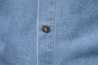 Men’s Washed Denim Shirt – Long Sleeve 100% Cotton Casual Button-Up Top | 6025