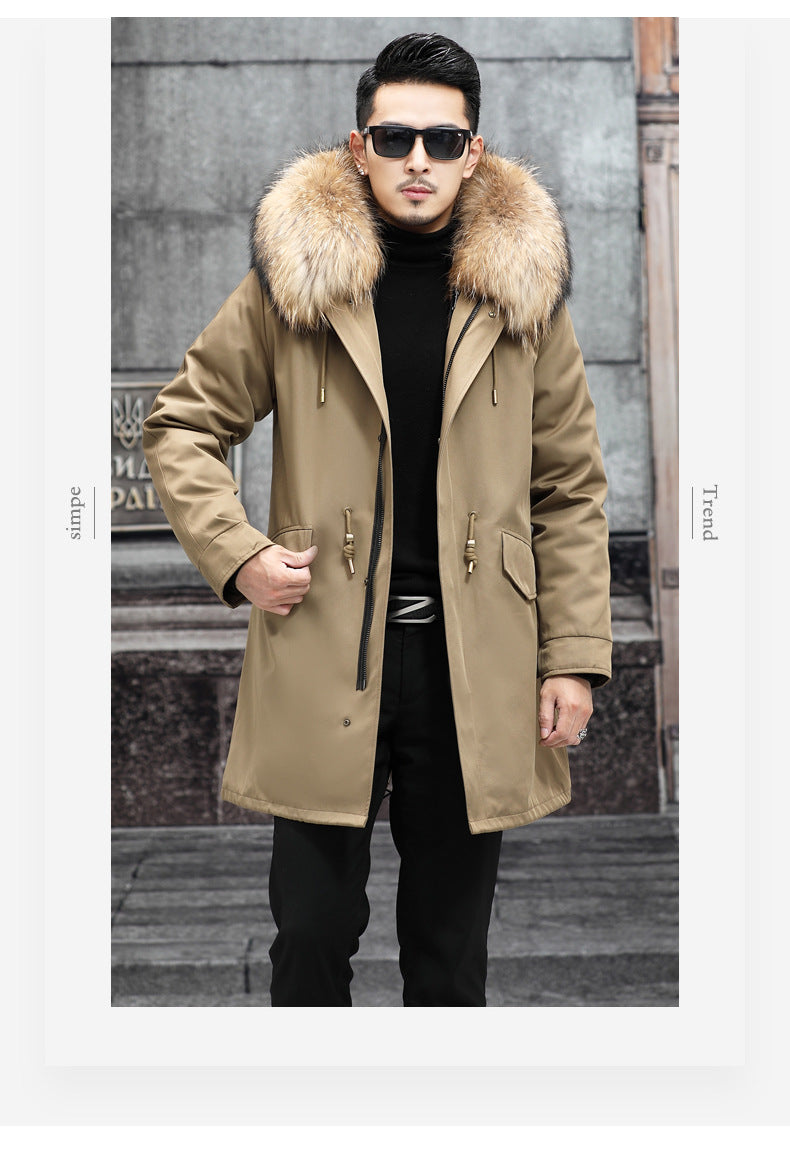 Snow Lotus Men's Mink Fur Parka 2025 Winter Detachable Mink Lining Long Coat Luxury Slim-Fit Fur-Trimmed Jacket | 215