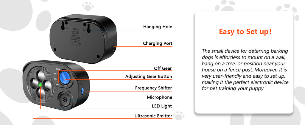 MODUS Automatic Ultrasonic Bark Deterrent New Safe Anti-Barking Device for Indoor & Outdoor Long-Range Humane Dog Trainer
