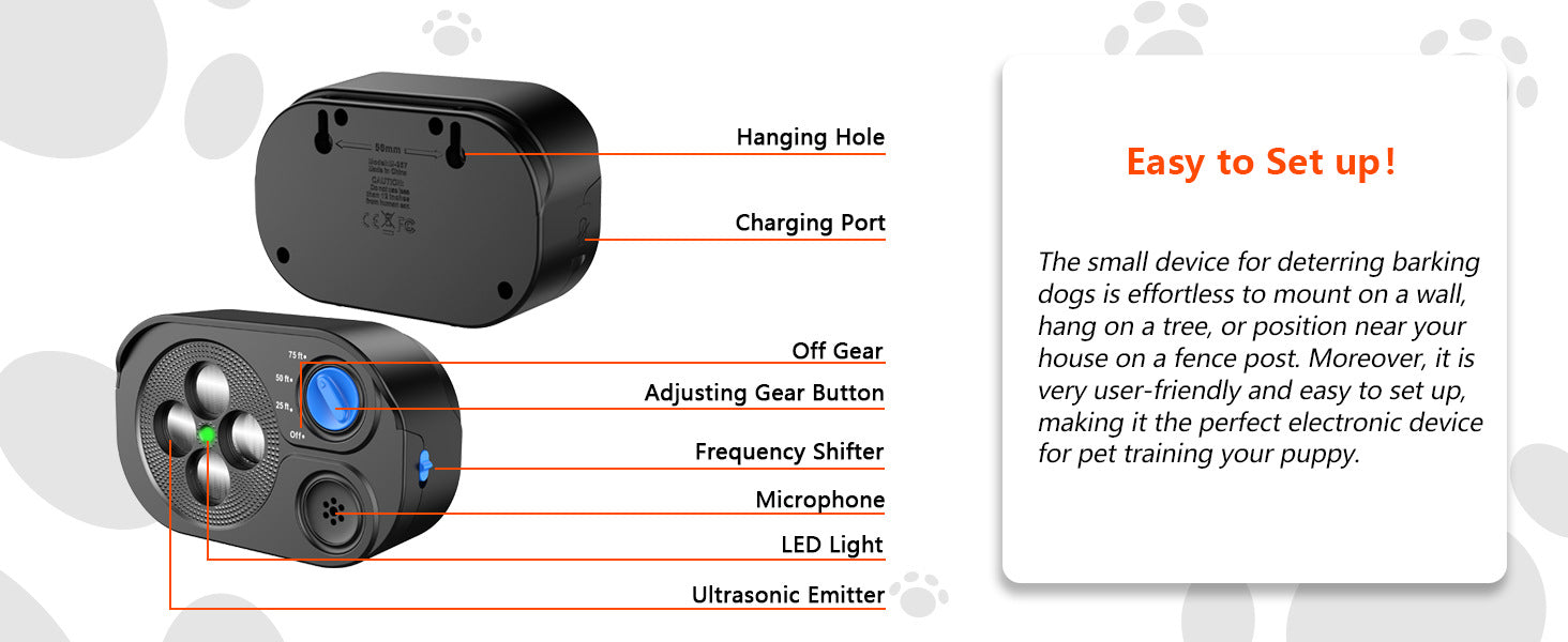 MODUS Automatic Ultrasonic Bark Deterrent New Safe Anti-Barking Device for Indoor & Outdoor Long-Range Humane Dog Trainer