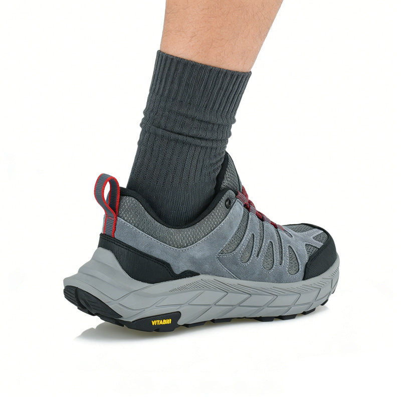 ECAF HTRON EHT Men‘s Genuine Leather Hiking Boots Thick Sole Outdoor Trail Shoes Anti-Slip & Breathable Trekking Trainers