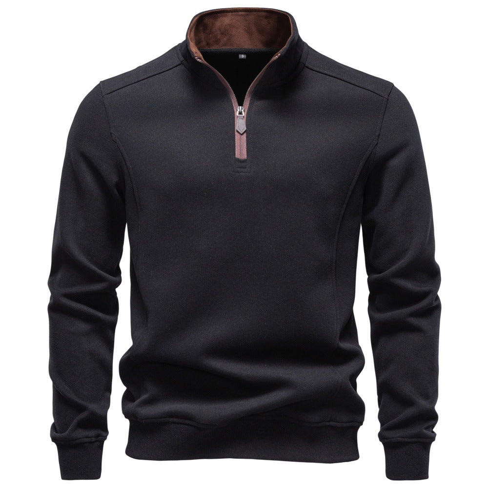 Men's Half-Zip Stand Collar Sweatshirt 2026 Autumn Business Casual Pullover | Slim Fit Cotton-Blend Fleece Top