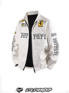 PU Leather Moto Jacket | F1 Racing Style Padded Biker Coat Waterproof Windproof Streetwear