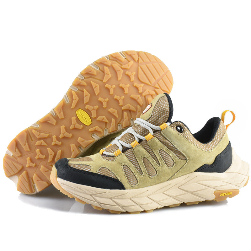 ECAF HTRON EHT Men‘s Genuine Leather Hiking Boots Thick Sole Outdoor Trail Shoes Anti-Slip & Breathable Trekking Trainers