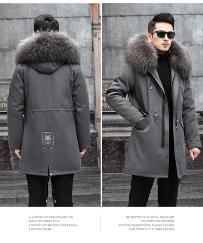 Snow Lotus Men's Mink Fur Parka | 2025 Winter Detachable Mink Lining Long Coat | Luxury Slim-Fit Fur-Trimmed Jacket | 215