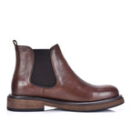 TELUOLU Men's Chelsea Boots | Genuine Leather High-Top Chukka Boots | British Retro Chunky Heel Ankle Boots | T93703