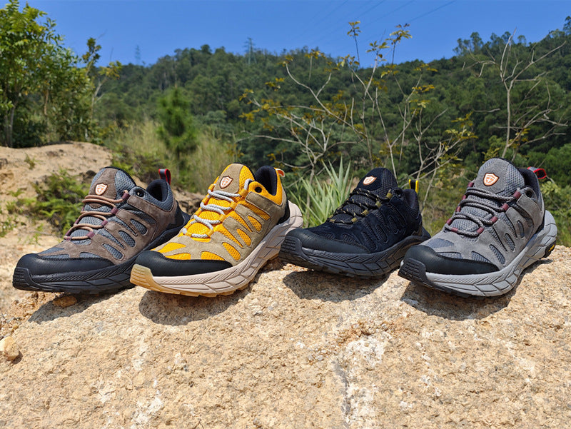 ECAF HTRON EHT Men‘s Genuine Leather Hiking Boots Thick Sole Outdoor Trail Shoes Anti-Slip & Breathable Trekking Trainers