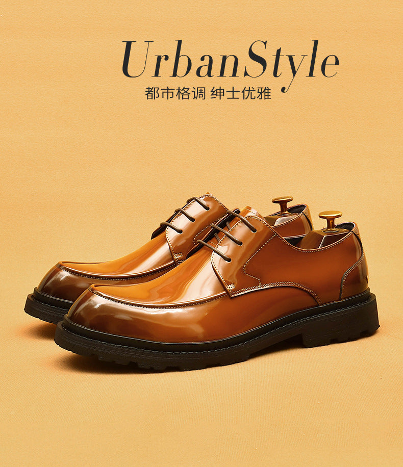 Farvarwo Men's Genuine Leather Derby Shoes | Thick Sole Business Oxfords with Height Boost | Formal Casual Round Toe Footwear | 23552