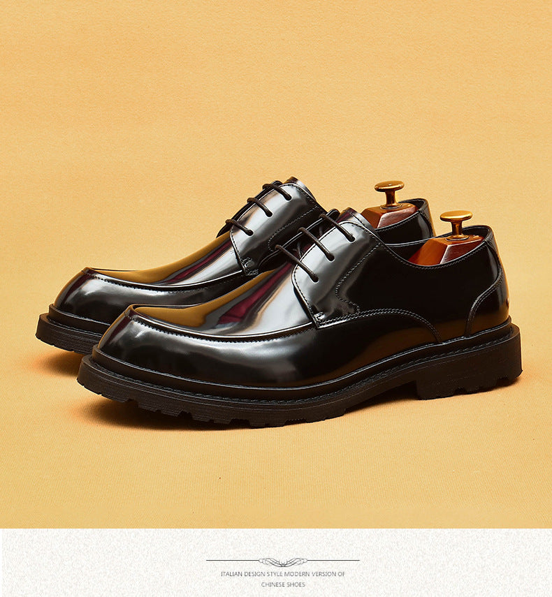 Farvarwo Men's Genuine Leather Derby Shoes | Thick Sole Business Oxfords with Height Boost | Formal Casual Round Toe Footwear | 23552