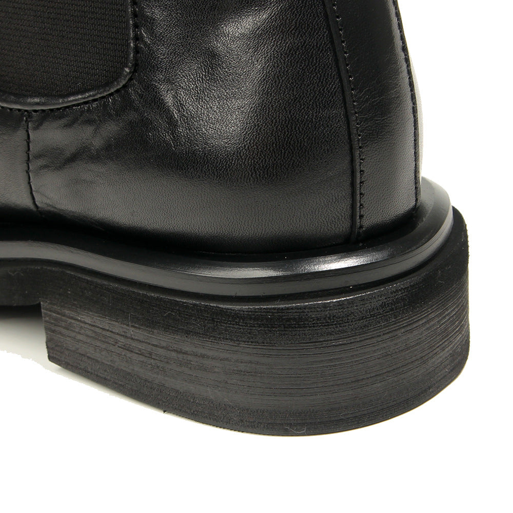 TELUOLU Men's Chelsea Boots | Premium Leather High-Top Boots | Chunky Sole British Retro Ankle Boots | 603-1