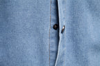Men’s Washed Denim Shirt – Long Sleeve 100% Cotton Casual Button-Up Top | 6025