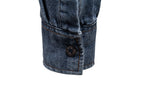 Men’s Washed Denim Shirt – Long Sleeve 100% Cotton Casual Button-Up Top | 6025