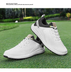 Men's Waterproof Golf Shoes | Anti-Slip Soft Spike Sneakers Breathable Microfiber Athletic All Weather Golf Trainers