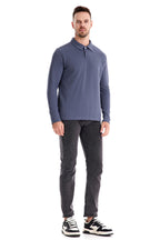 Men's Washed Polo Shirt – Long Sleeve Cotton Blend Top | Smart-Casual Autumn Essential | PL255