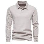 Men's Washed Polo Shirt – Long Sleeve Cotton Blend Top | Smart-Casual Autumn Essential | PL255