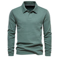 Men's Washed Polo Shirt – Long Sleeve Cotton Blend Top | Smart-Casual Autumn Essential | PL255