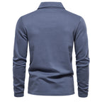 Men's Washed Polo Shirt – Long Sleeve Cotton Blend Top | Smart-Casual Autumn Essential | PL255