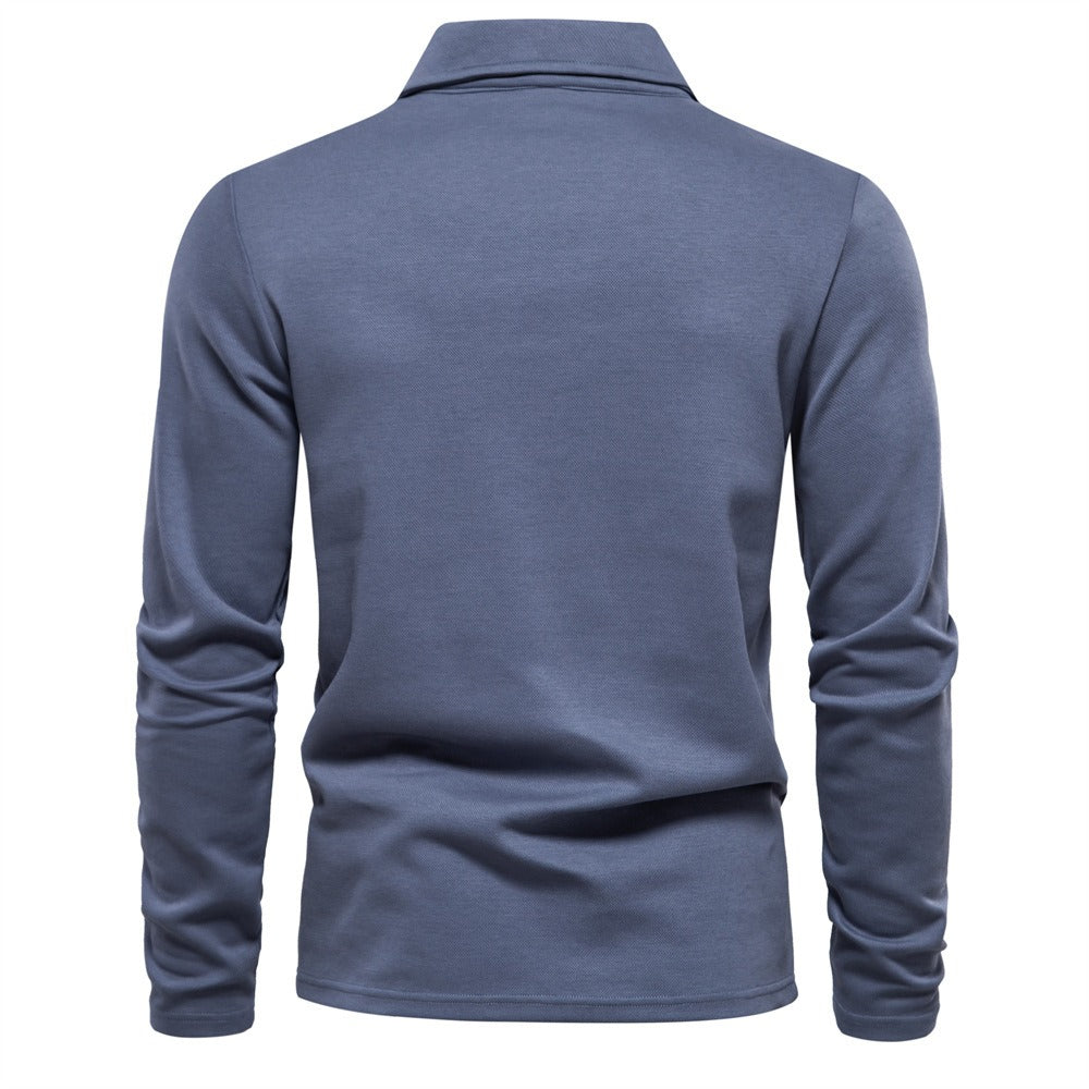 Men's Washed Polo Shirt – Long Sleeve Cotton Blend Top | Smart-Casual Autumn Essential | PL255