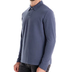 Men's Washed Polo Shirt – Long Sleeve Cotton Blend Top | Smart-Casual Autumn Essential | PL255