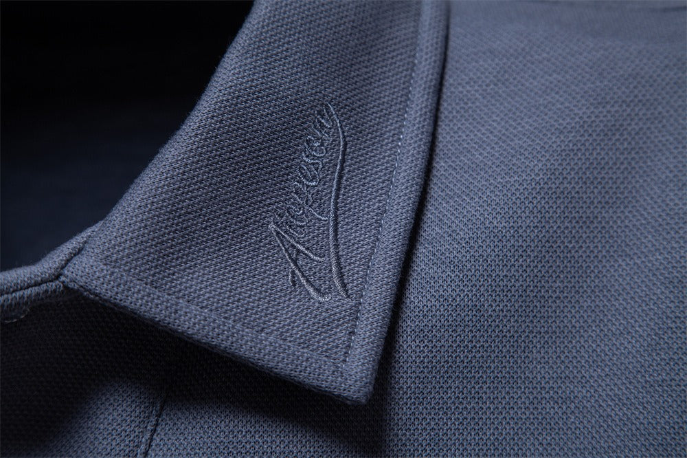 Men's Washed Polo Shirt – Long Sleeve Cotton Blend Top | Smart-Casual Autumn Essential | PL255