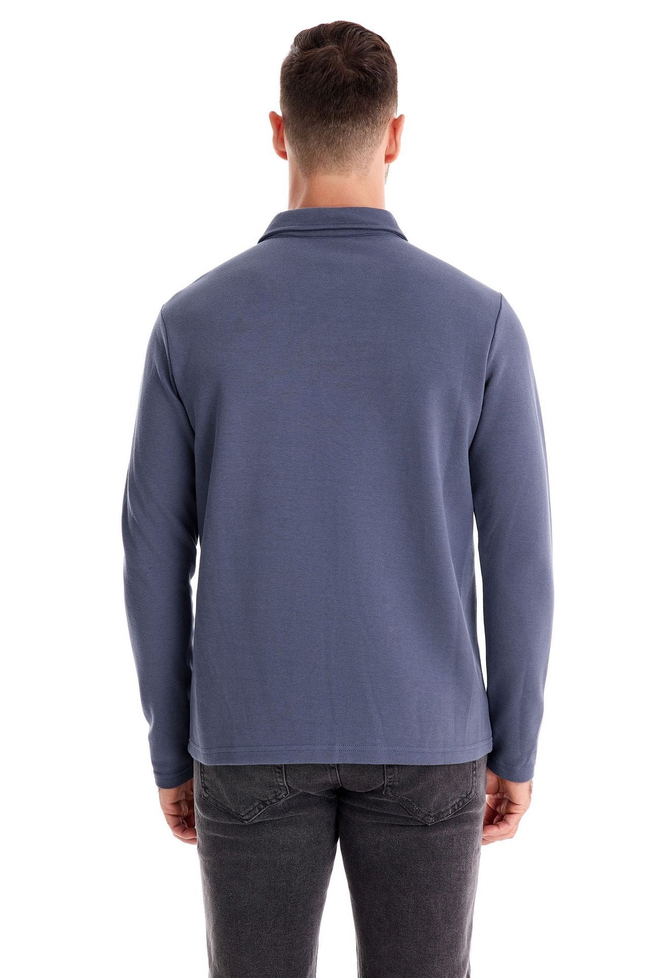 Men's Washed Polo Shirt – Long Sleeve Cotton Blend Top | Smart-Casual Autumn Essential | PL255