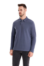 Men's Washed Polo Shirt – Long Sleeve Cotton Blend Top | Smart-Casual Autumn Essential | PL255