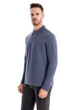 Men's Washed Polo Shirt – Long Sleeve Cotton Blend Top | Smart-Casual Autumn Essential | PL255