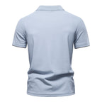 Men's Embroidered Deer Contrast V-Neck Polo Shirt - 2025 Summer Slim-Fit Casual Top | PL7002
