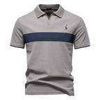 Men's Embroidered Deer Contrast V-Neck Polo Shirt - 2025 Summer Slim-Fit Casual Top | PL7002