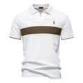 Men's Embroidered Deer Contrast V-Neck Polo Shirt - 2025 Summer Slim-Fit Casual Top | PL7002