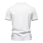 Men's Embroidered Deer Contrast V-Neck Polo Shirt - 2025 Summer Slim-Fit Casual Top | PL7002