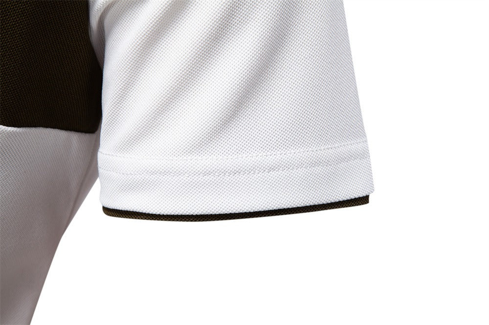 Men's Embroidered Deer Contrast V-Neck Polo Shirt - 2025 Summer Slim-Fit Casual Top | PL7002