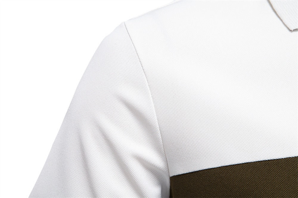 Men's Embroidered Deer Contrast V-Neck Polo Shirt - 2025 Summer Slim-Fit Casual Top | PL7002