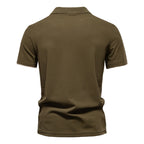 Men's Embroidered Deer Contrast V-Neck Polo Shirt - 2025 Summer Slim-Fit Casual Top | PL7002