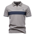 Men's Embroidered Deer Contrast V-Neck Polo Shirt - 2025 Summer Slim-Fit Casual Top | PL7002