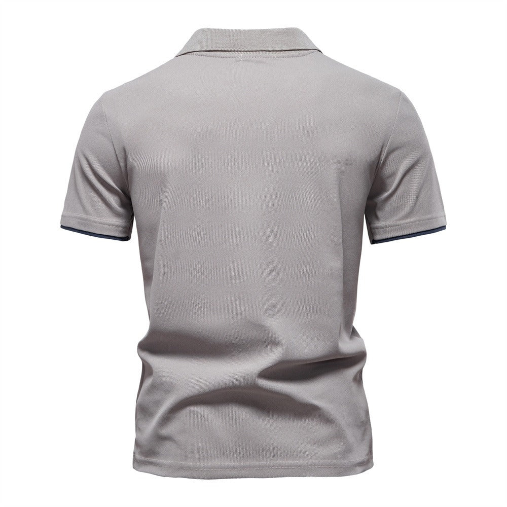 Men's Embroidered Deer Contrast V-Neck Polo Shirt - 2025 Summer Slim-Fit Casual Top | PL7002
