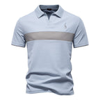 Men's Embroidered Deer Contrast V-Neck Polo Shirt - 2025 Summer Slim-Fit Casual Top | PL7002