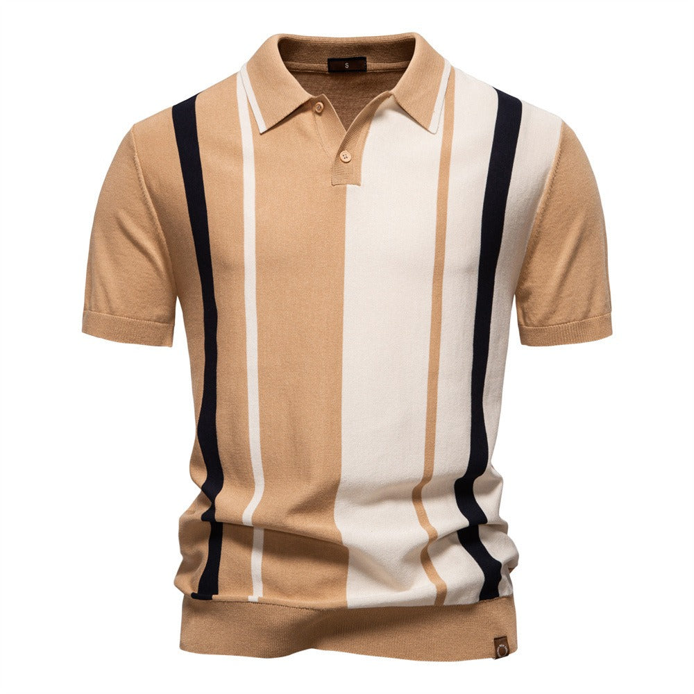 Men's Striped Knit Polo Shirt - 2025 Summer Slim-Fit Urban Casual Top | PSD8021/PSD8028