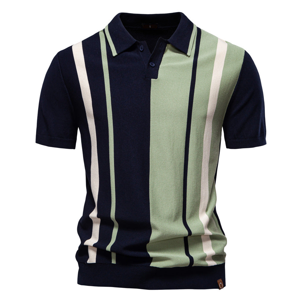 Men's Striped Knit Polo Shirt - 2025 Summer Slim-Fit Urban Casual Top | PSD8021/PSD8028