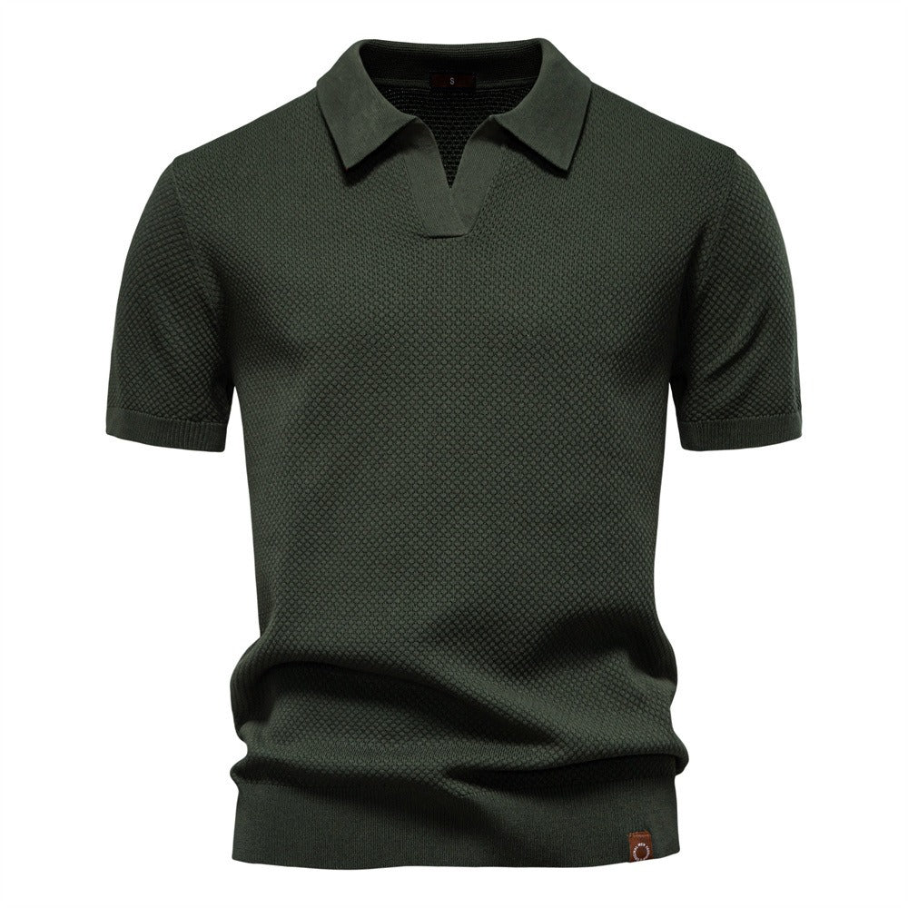 Men's Pineapple Knit Texture Polo Shirt - 2025 Summer Relaxed Fit Short Sleeve Top | PSD8025