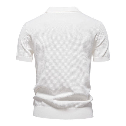 Men's Pineapple Knit Texture Polo Shirt - 2025 Summer Relaxed Fit Short Sleeve Top | PSD8025