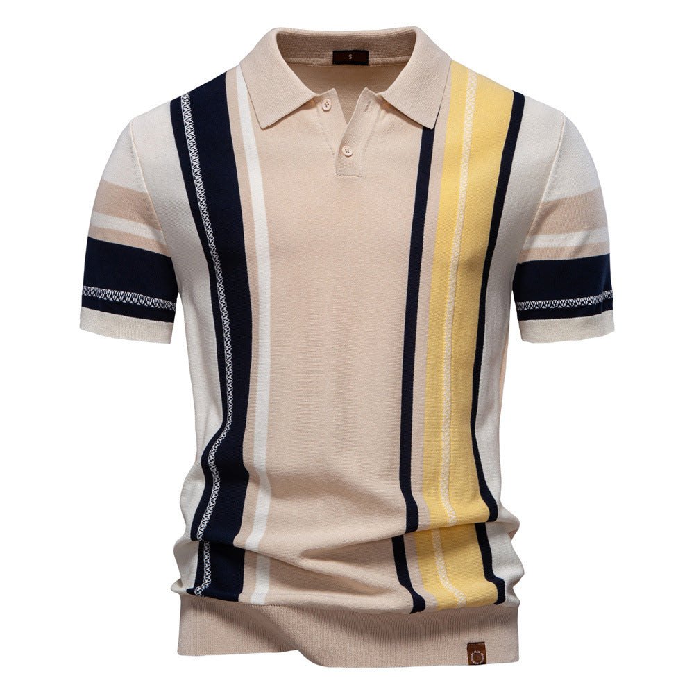 Men's Striped Knit Polo Shirt - 2025 Summer Slim-Fit Urban Casual Top | PSD8021/PSD8028