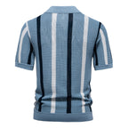 Men's Breathable Stripe Knit Polo Shirt - 2025 Summer Slim-Fit Business Casual Top | PSD8030