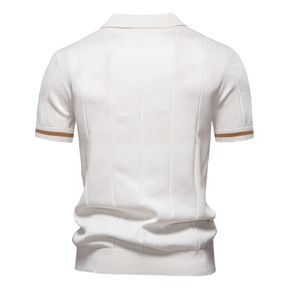 Men's Business Casual Knit Polo Shirt - 2025 Summer Loose-Fit Short Sleeve Top | PSD8037