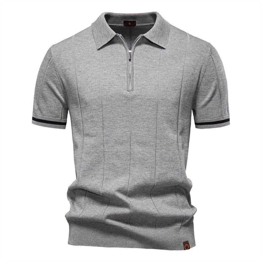 Men's Business Casual Knit Polo Shirt - 2025 Summer Loose-Fit Short Sleeve Top | PSD8037