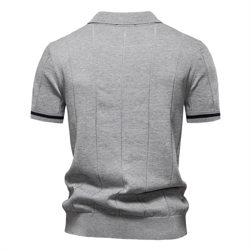 Men's Business Casual Knit Polo Shirt - 2025 Summer Loose-Fit Short Sleeve Top | PSD8037